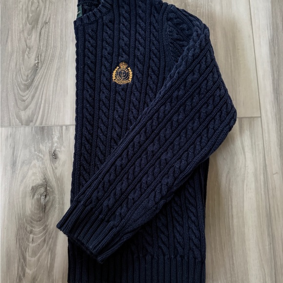 Ralph Lauren Navy Cable Knit Crewneck Sweater - Picture 2 of 4